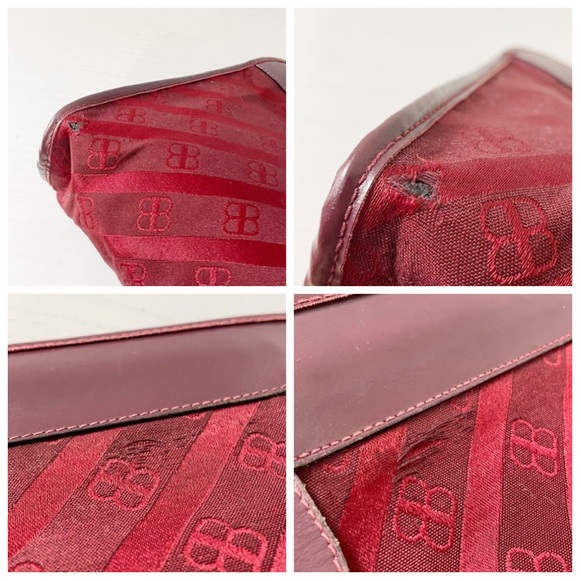 Balenciaga burgundy red butterfly BB logo monogram vintage clutch bag - Picture 5 of 11